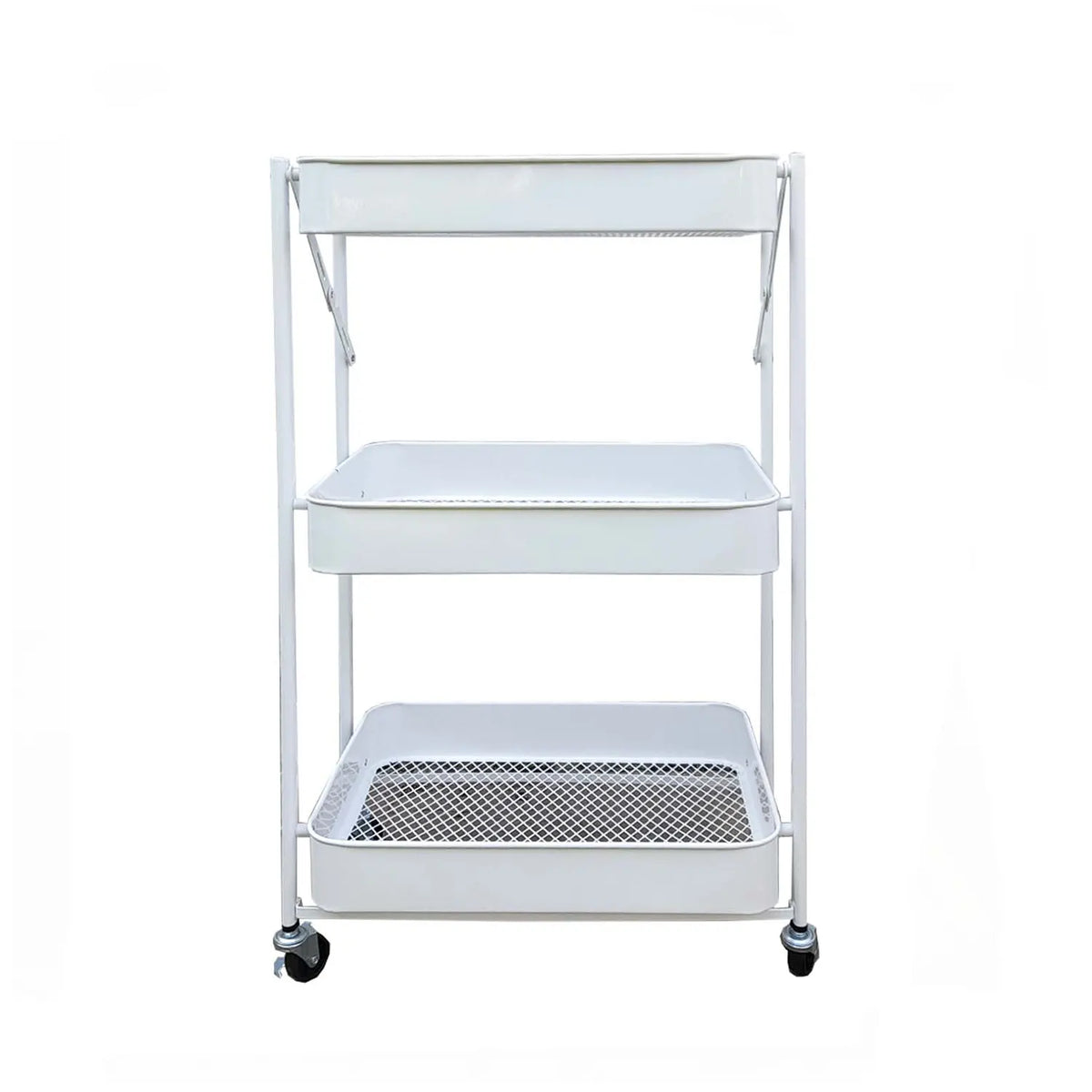 Carro Metálico Organizador Plegable con Ruedas Blanco