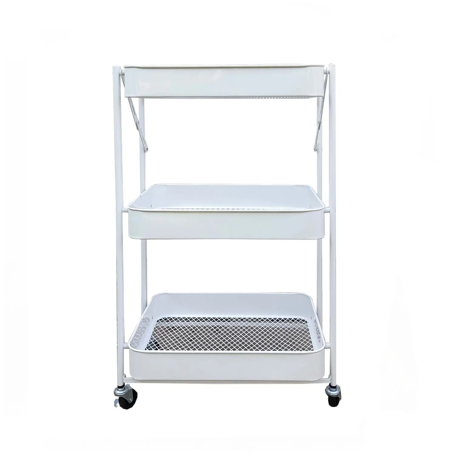 Carro Metálico Organizador Plegable con Ruedas Blanco