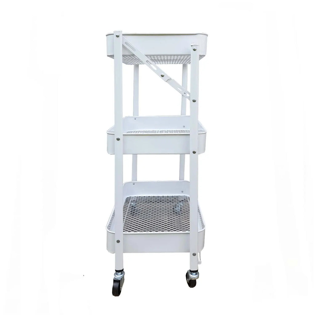 Carro Metálico Organizador Plegable con Ruedas Blanco