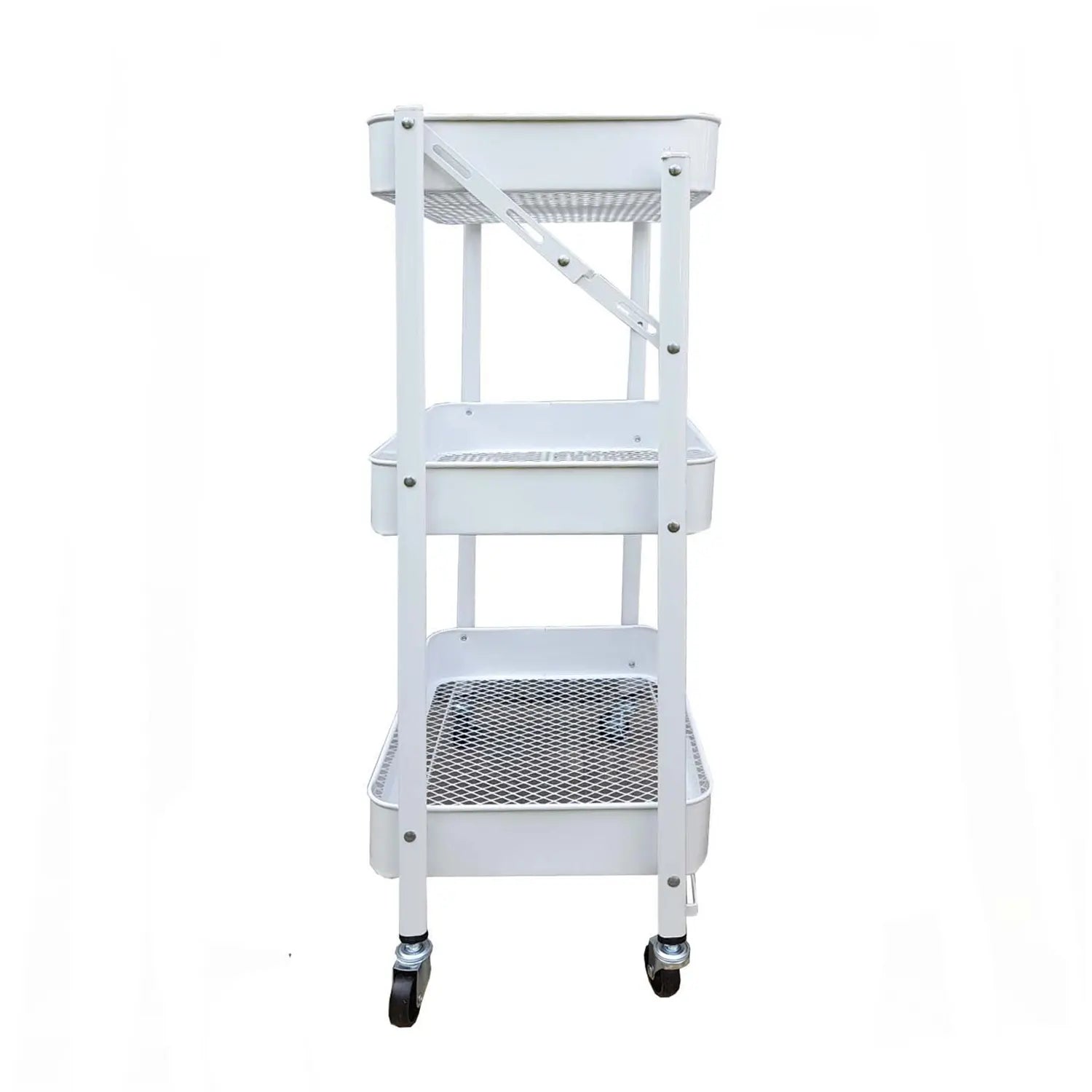 Carro Metálico Organizador Plegable con Ruedas Blanco