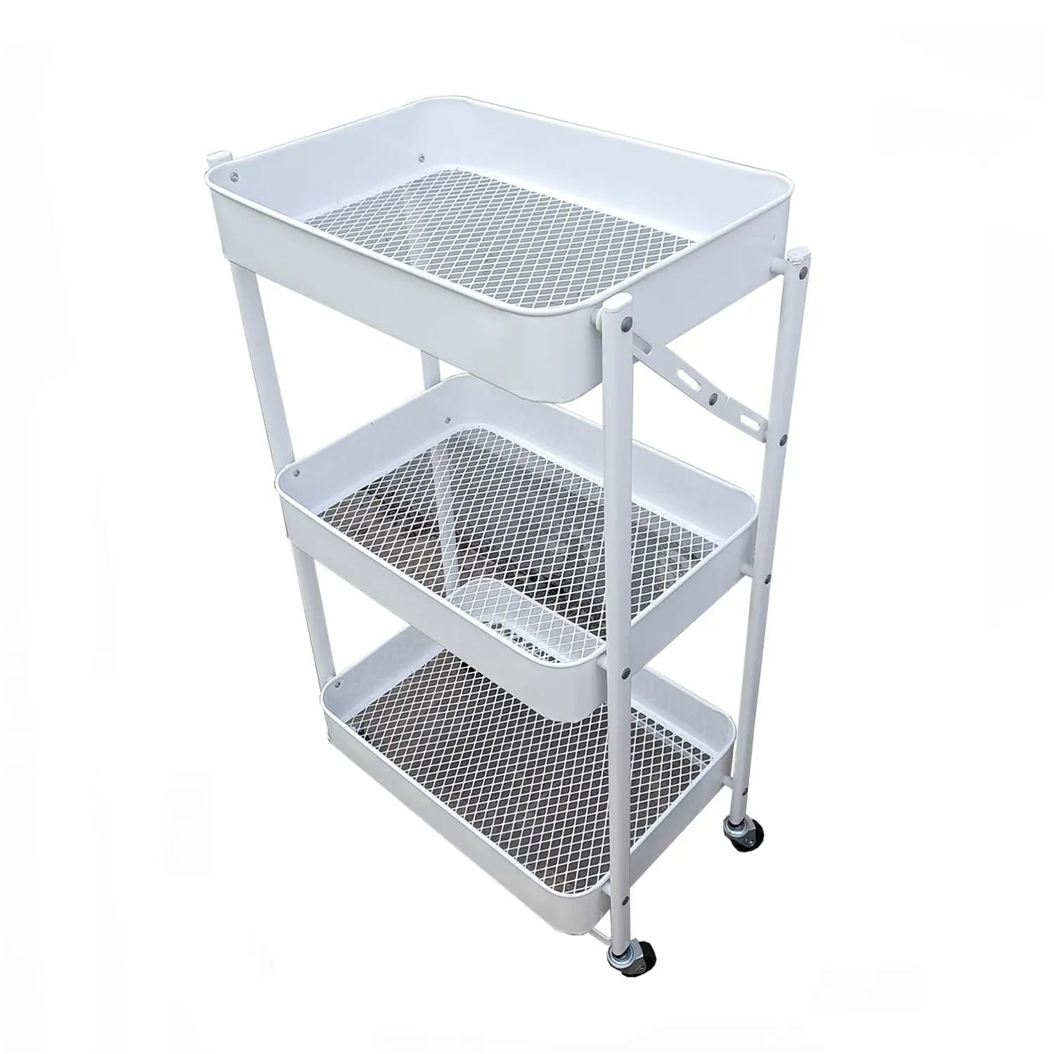 Carro Metálico Organizador Plegable con Ruedas Blanco
