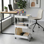 Carro Metálico Organizador Plegable con Ruedas Blanco