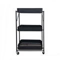 Carro Metálico Organizador Plegable con Ruedas Negro