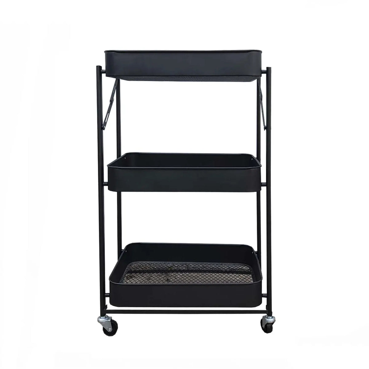 Carro Metálico Organizador Plegable con Ruedas Negro