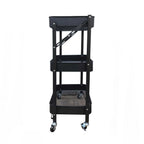 Carro Metálico Organizador Plegable con Ruedas Negro