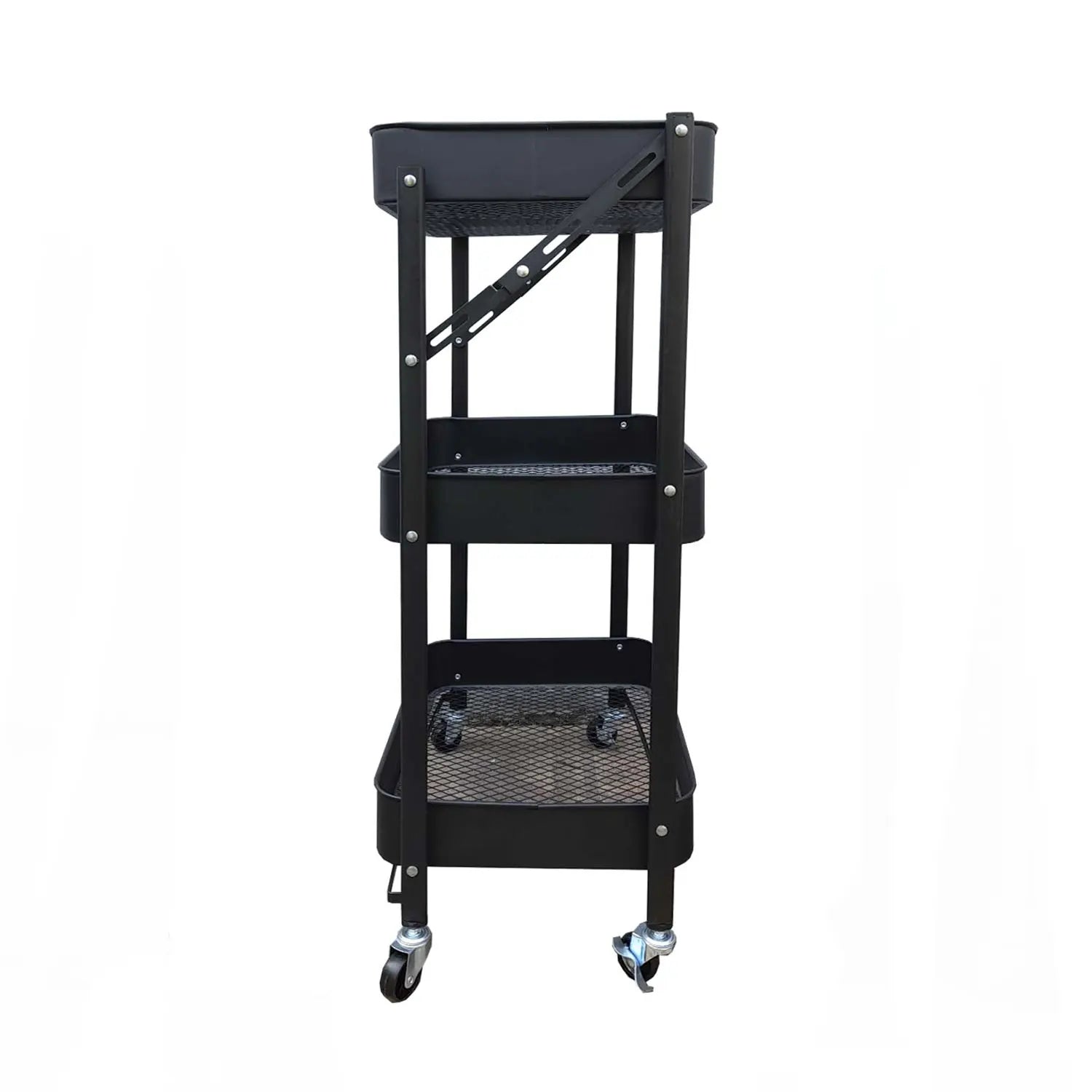 Carro Metálico Organizador Plegable con Ruedas Negro