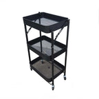 Carro Metálico Organizador Plegable con Ruedas Negro