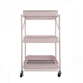 Carro Metálico Organizador Plegable con Ruedas Rosado