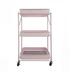 Carro Metálico Organizador Plegable con Ruedas Rosado