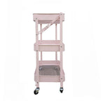Carro Metálico Organizador Plegable con Ruedas Rosado