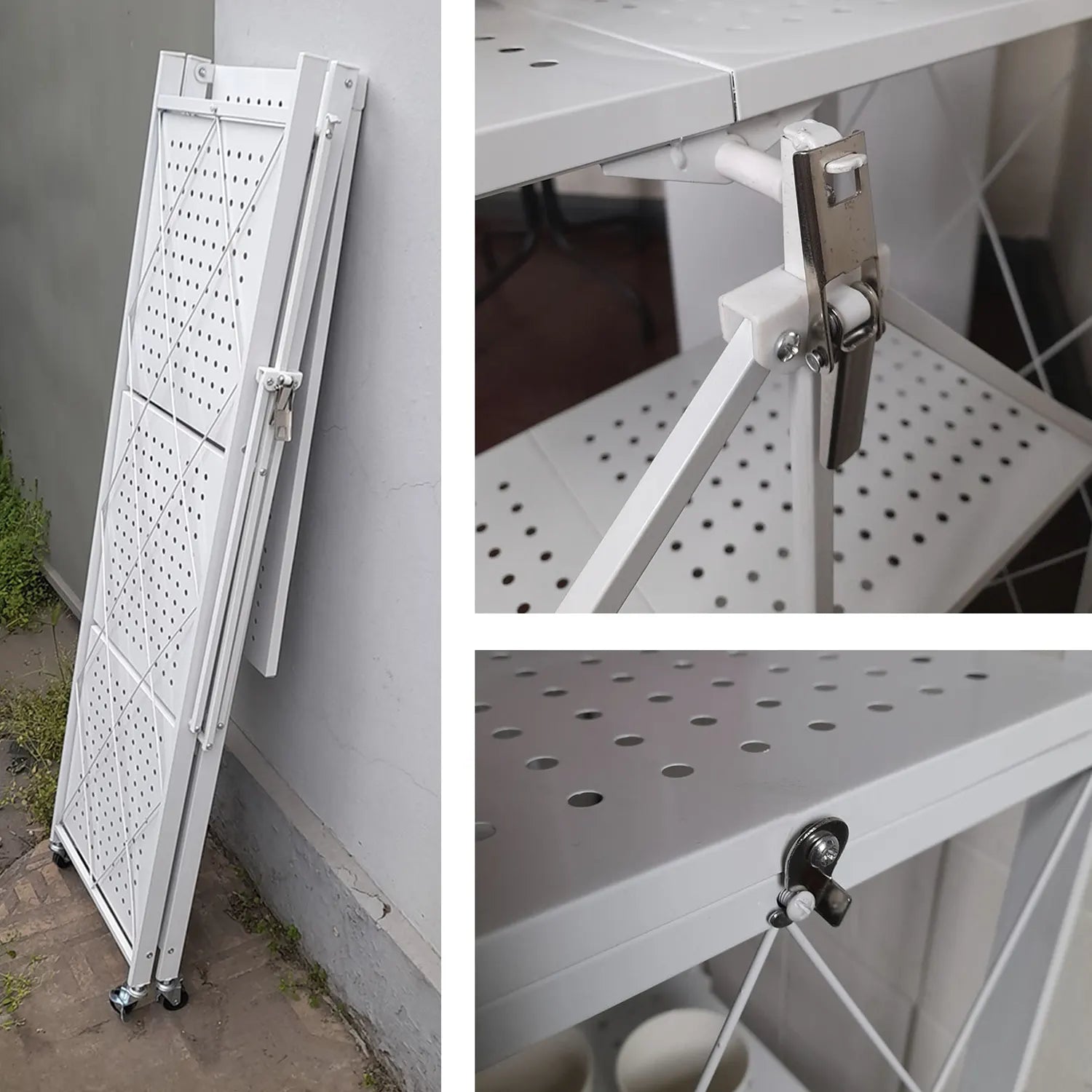 Estante Plegable Metálico 4 Niveles Blanco