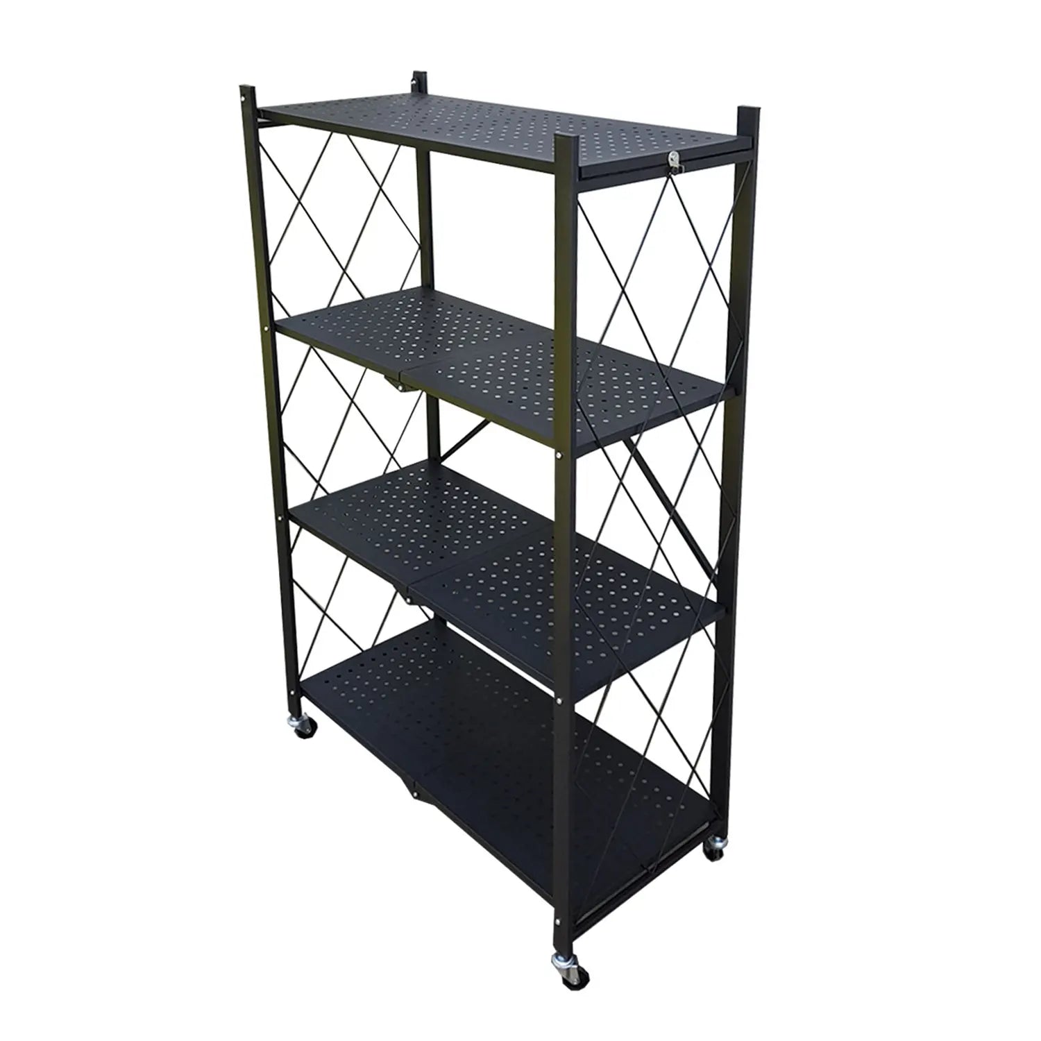 Estante Plegable Metálico 4 Niveles Negro