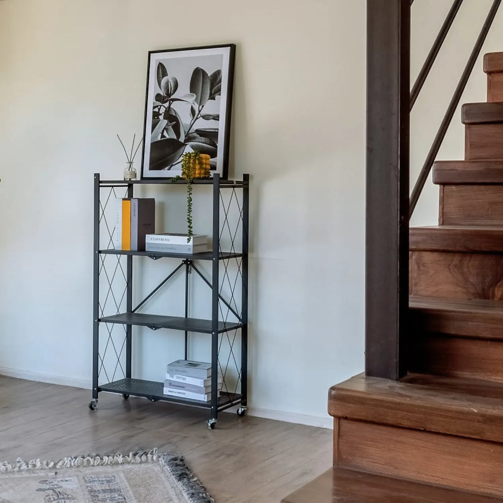 Estante Plegable Metálico 4 Niveles Negro