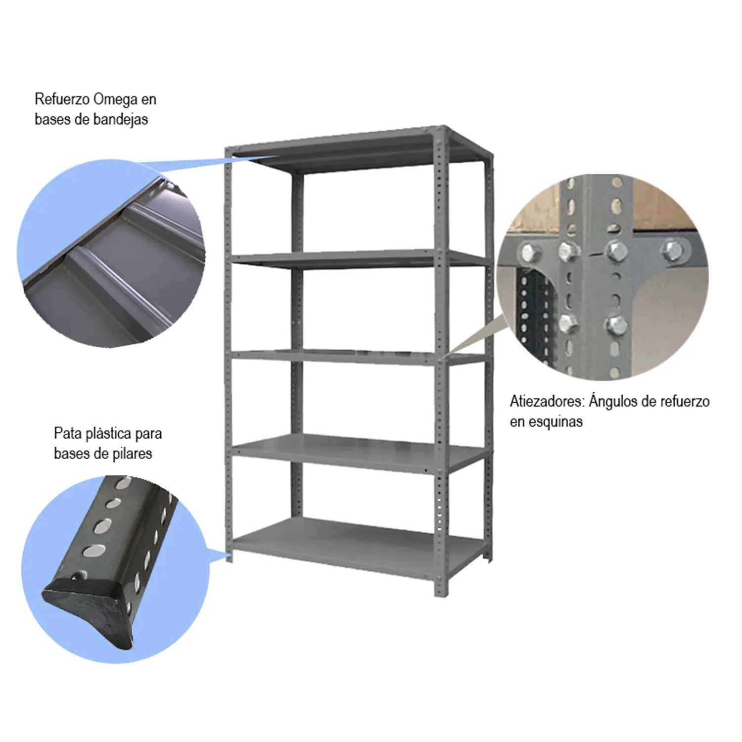 Estantería Metálica tipo Mecano ANRA 90*30*200 cm 0.5mm