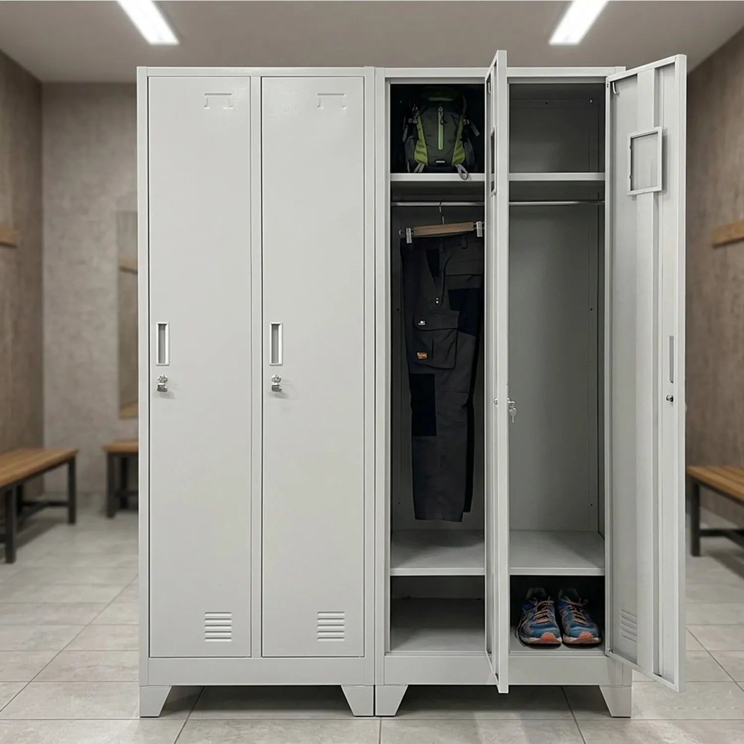 Locker 2 Cuerpos 2 Puertas con Porta Candado