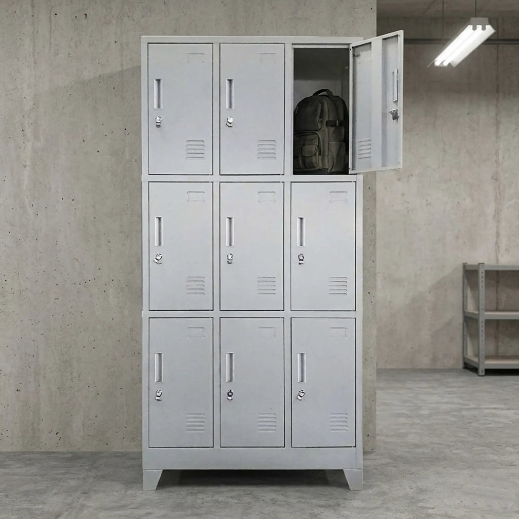 Locker 3 Cuerpos 9 Puertas con Porta Candado