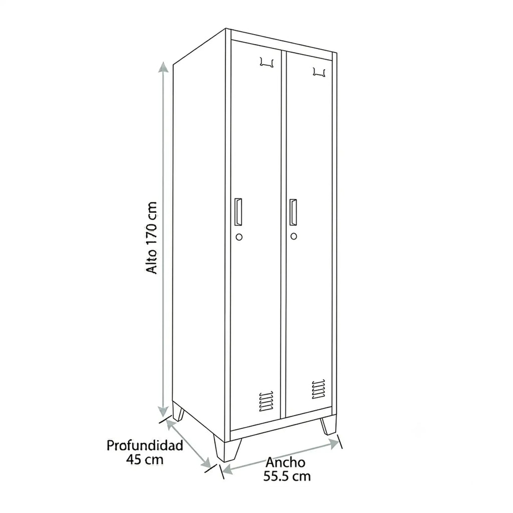 Locker 2 Cuerpos 2 Puertas con Porta Candado