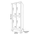 Locker 2 Cuerpos 4 Puertas con Porta Candado