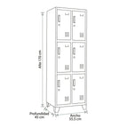 Locker 2 Cuerpos 6 Puertas con Porta Candado