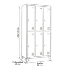 Locker 3 Cuerpos 6 Puertas con Porta Candado