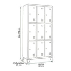Locker 3 Cuerpos 9 Puertas con Porta Candado