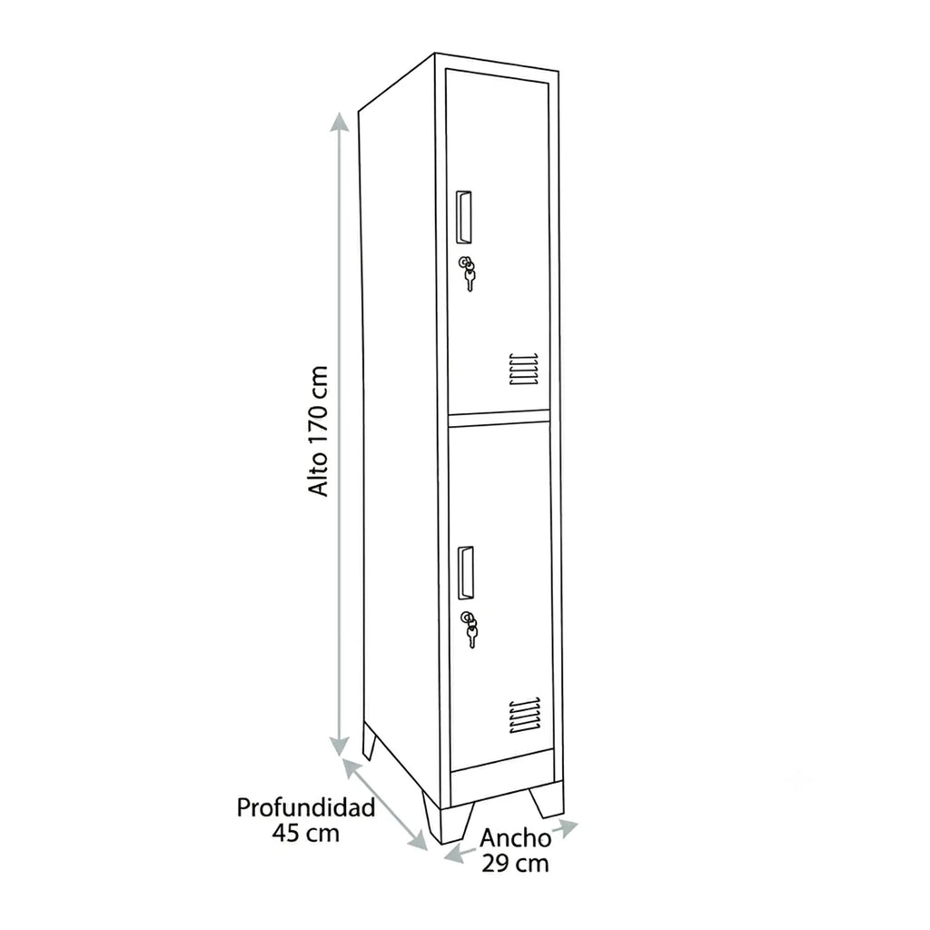 Locker 1 Cuerpo 2 Puertas con Porta Candado