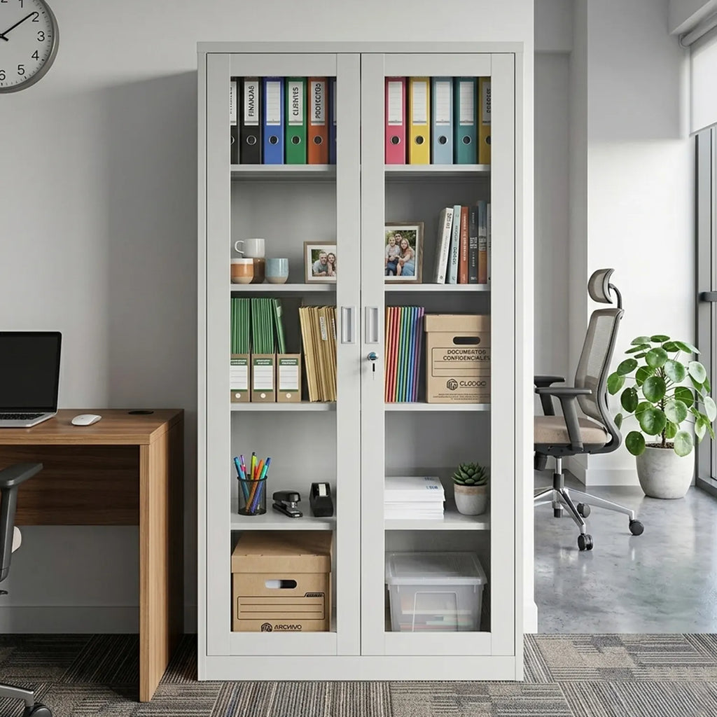 OUTLET SWG Estante 2 Puertas de Vidrio con Llave